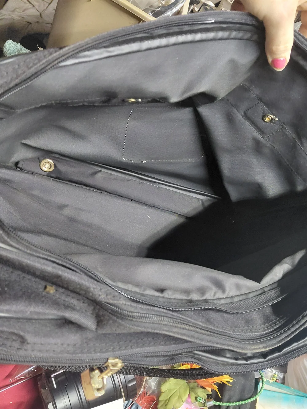 Men's Black Canvas Briefcase with Brown Trim Jaguar